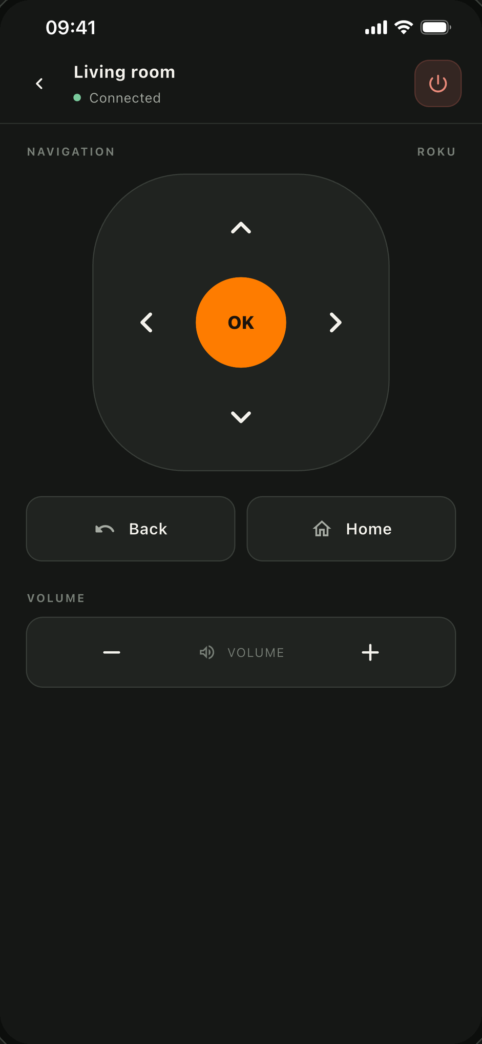 Couch Remote televizora pults lietotne iPhone ar d-pad, OK, Back, Home un skaļuma pogām