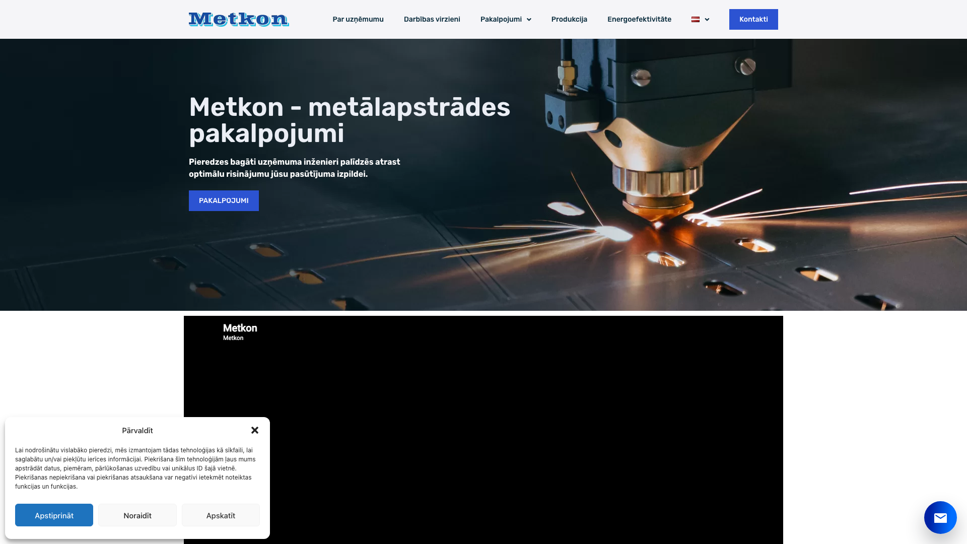 Metkon metālapstrādes uzņēmuma daudzvalodu mājaslapa ar lāzergriešanas un metināšanas pakalpojumu lapām