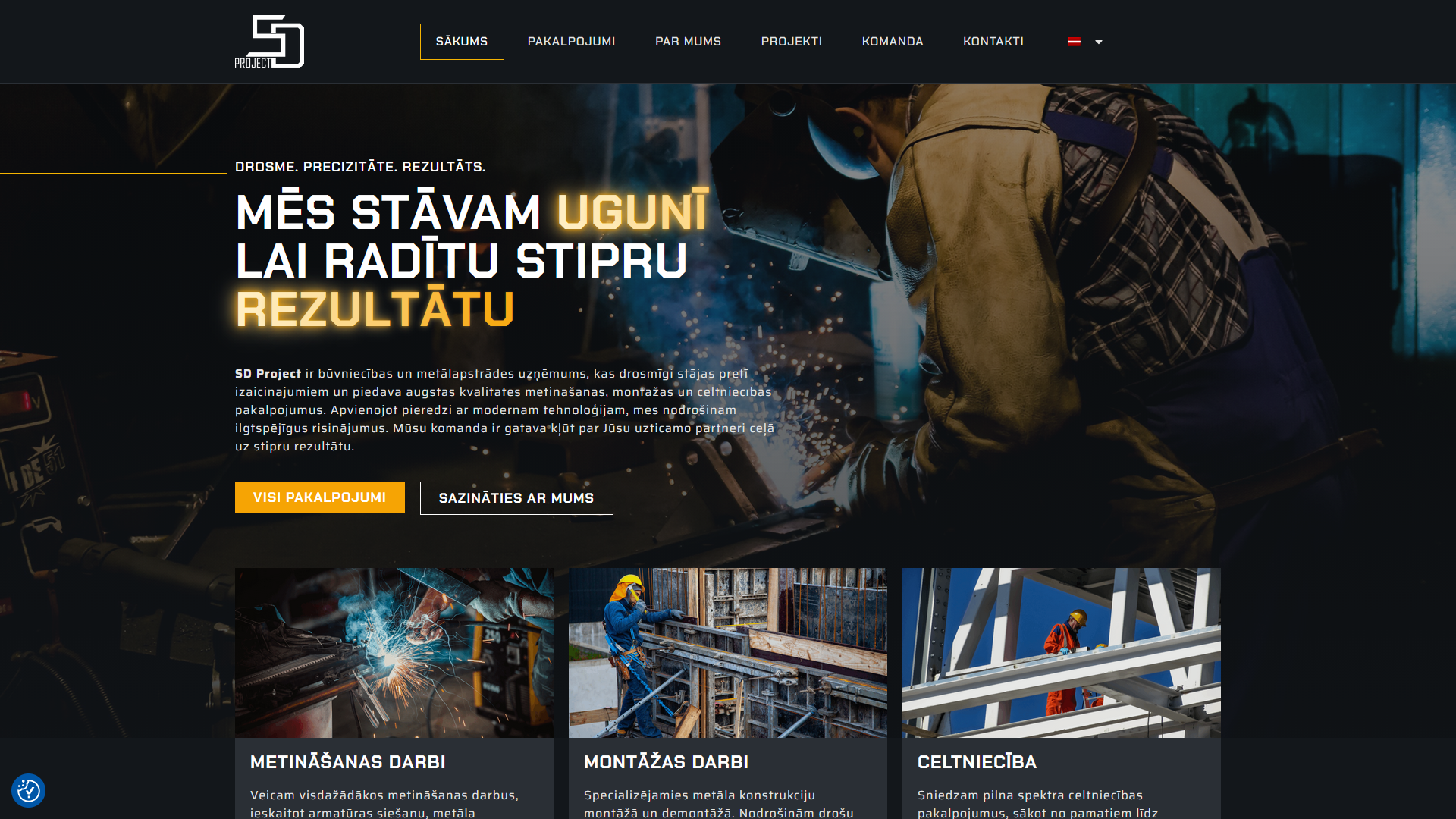 SD Project — metālapstrādes uzņēmuma mājaslapa
