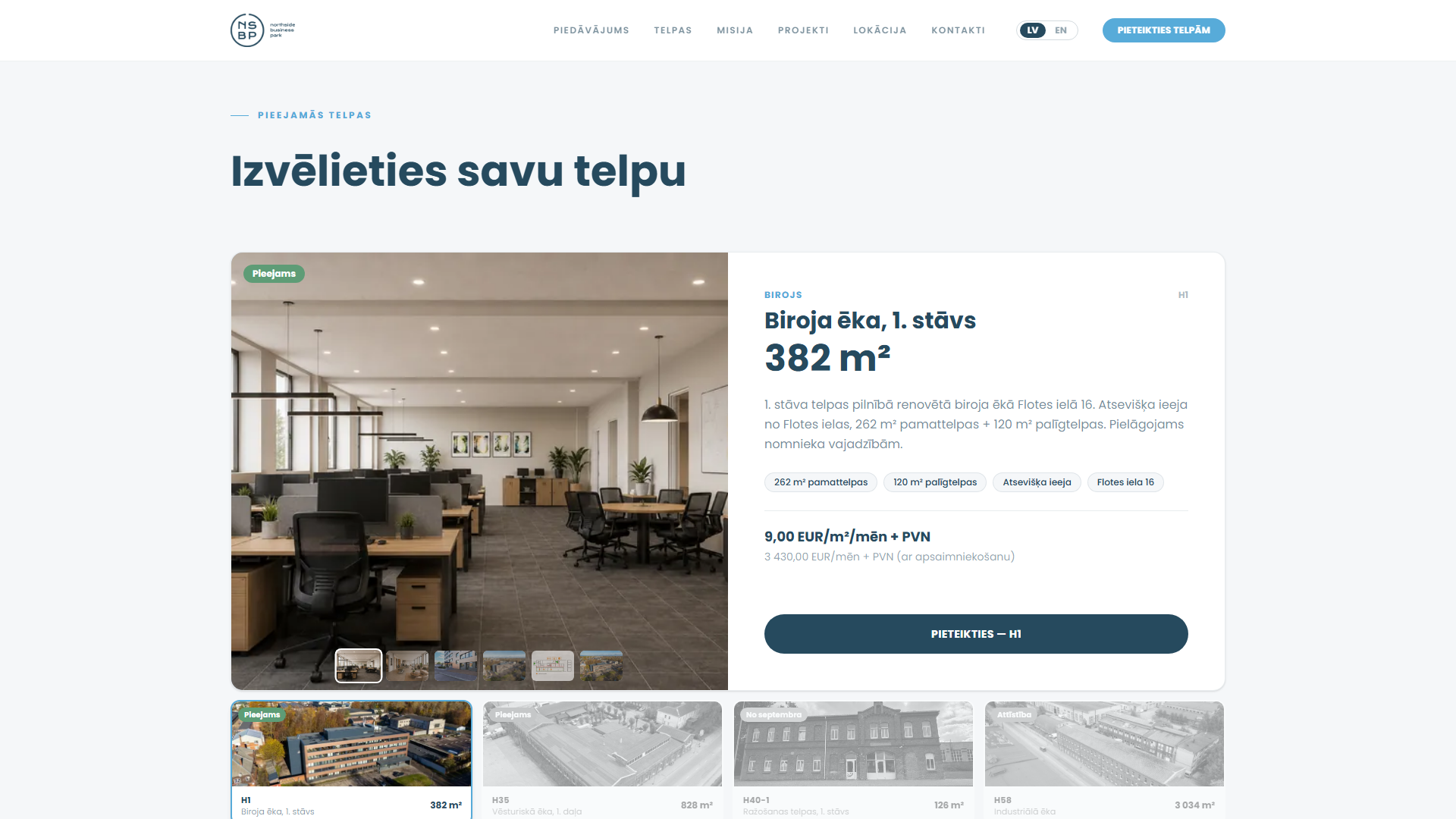 Brīvo telpu katalogs ar cenām
