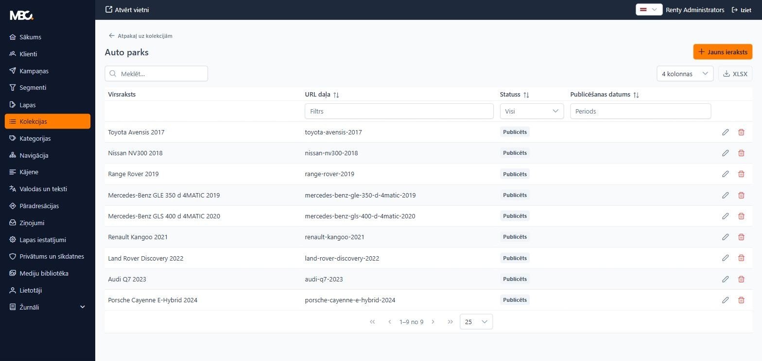 Admin — fleet entries